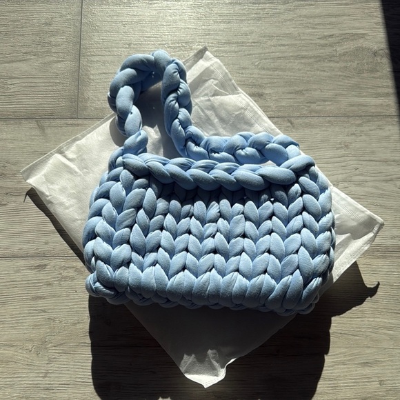 Blue crochet shoulder bag - Picture 3 of 6